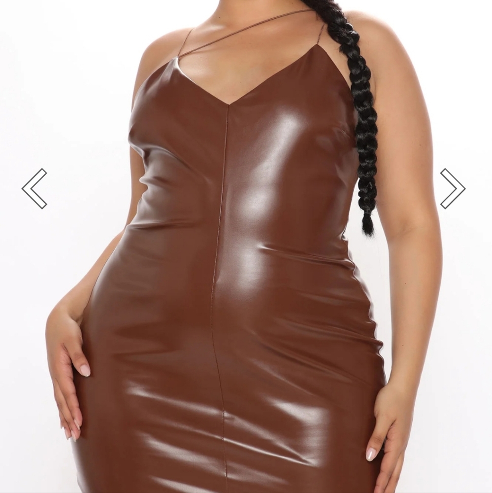 Fashion Nova Faux Leather Midi Dress 2X NWT